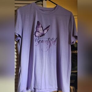 Purple T-Shirt with Butterfly Design